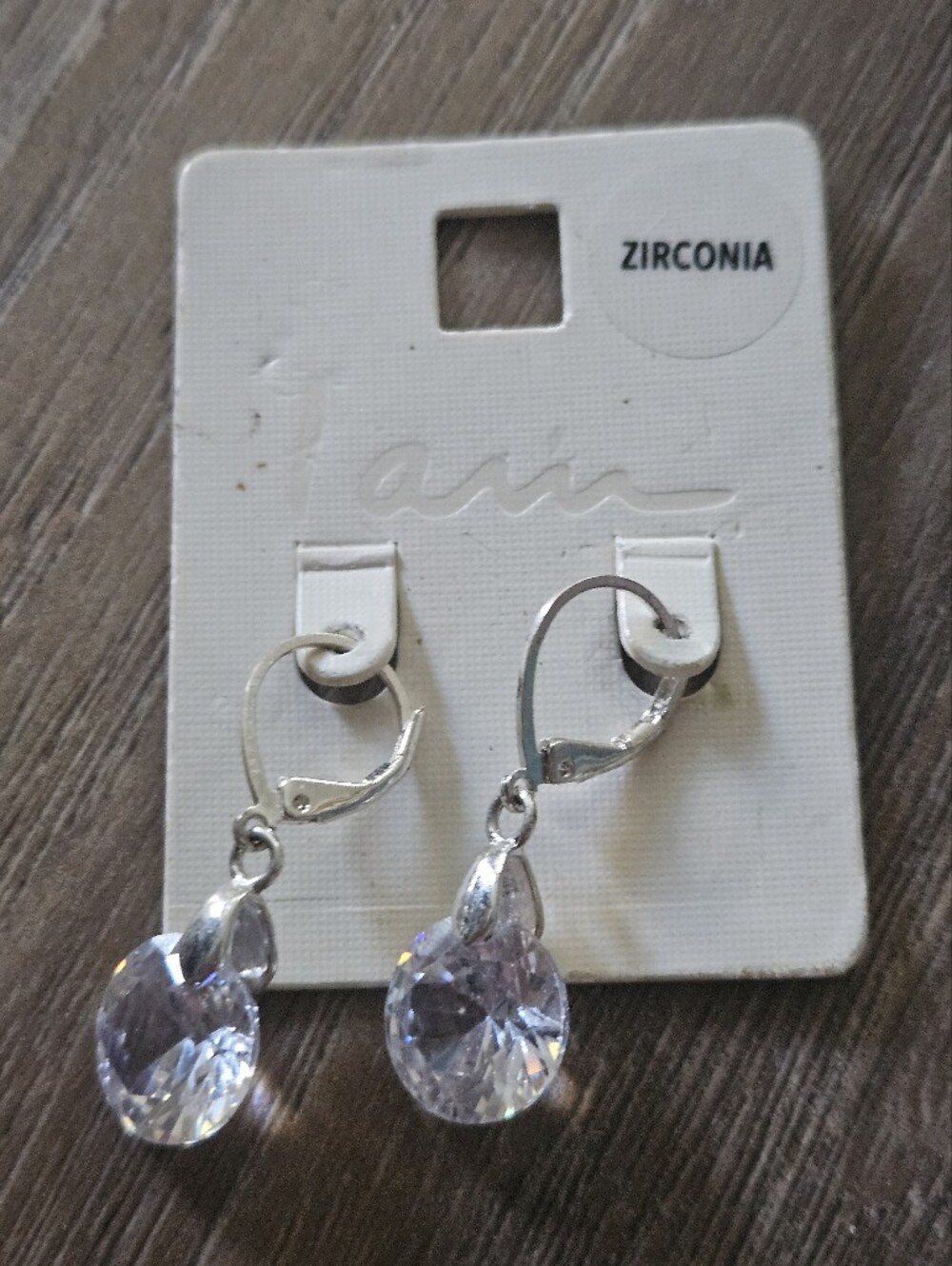 NWTS Iam Sparkling Zirconia Teardrop Earrings - Silver Tone